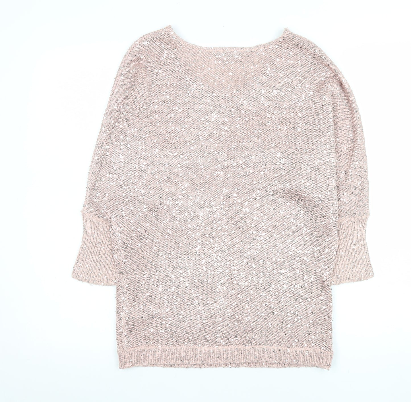Spirit at M&Co Women Blush Sequin Knit Jumper Size 10