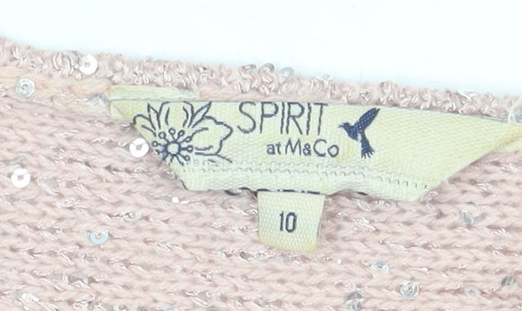 Spirit at M&Co Women Blush Sequin Knit Jumper Size 10