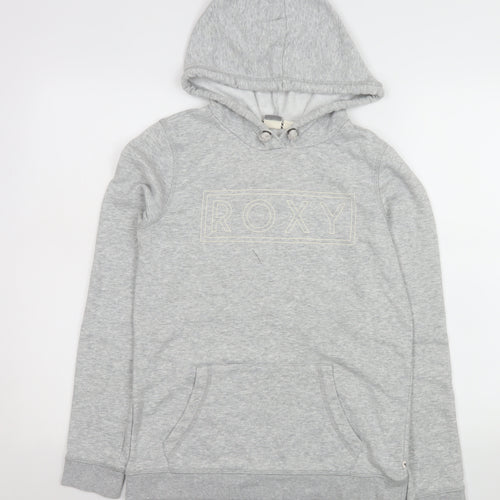 Roxy Womens Grey Pullover Hoodie Small Cotton Blend Casual