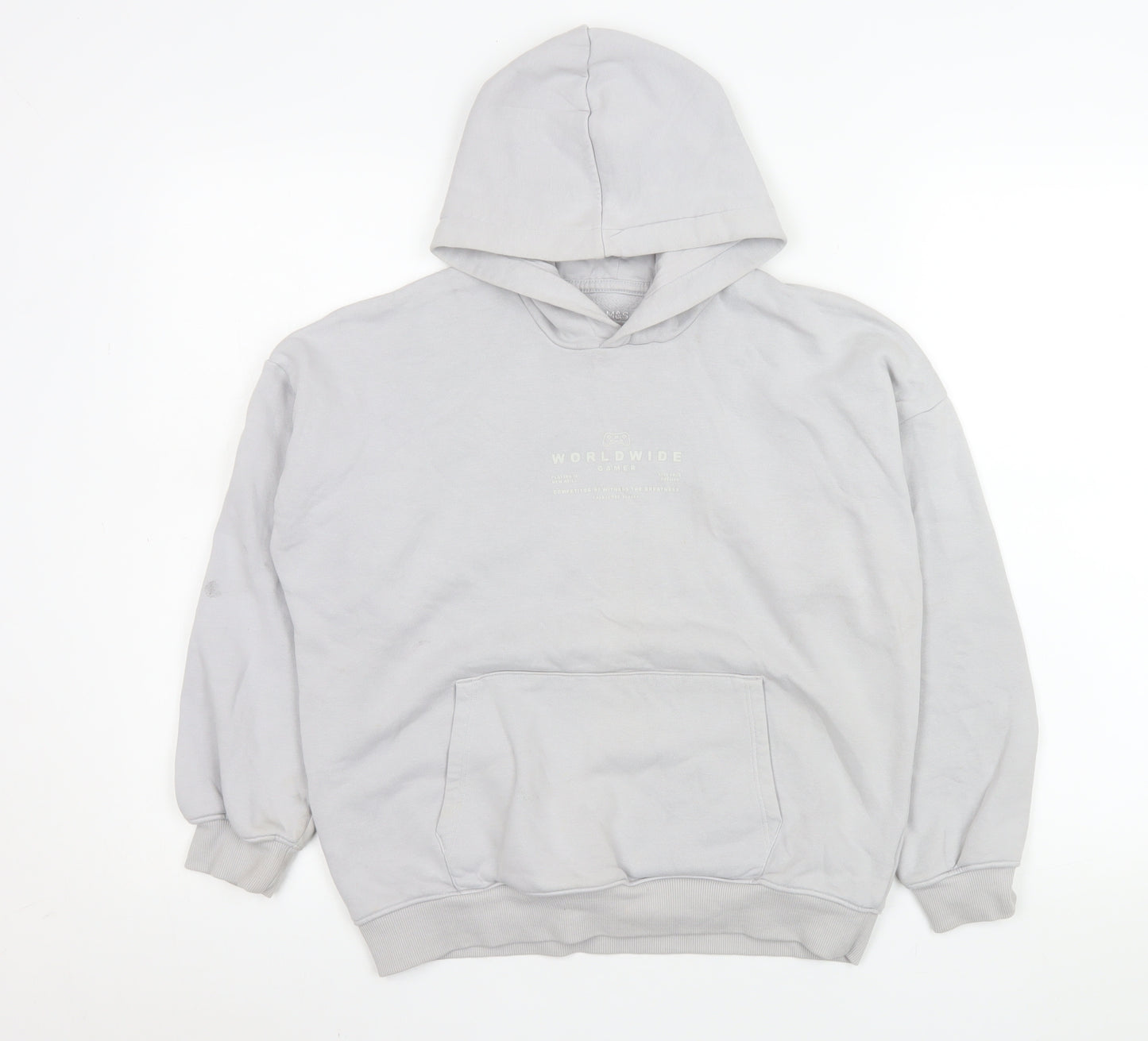 Marks and Spencer Boys Grey Pullover Hoodie 11-12 Years Regular Fit