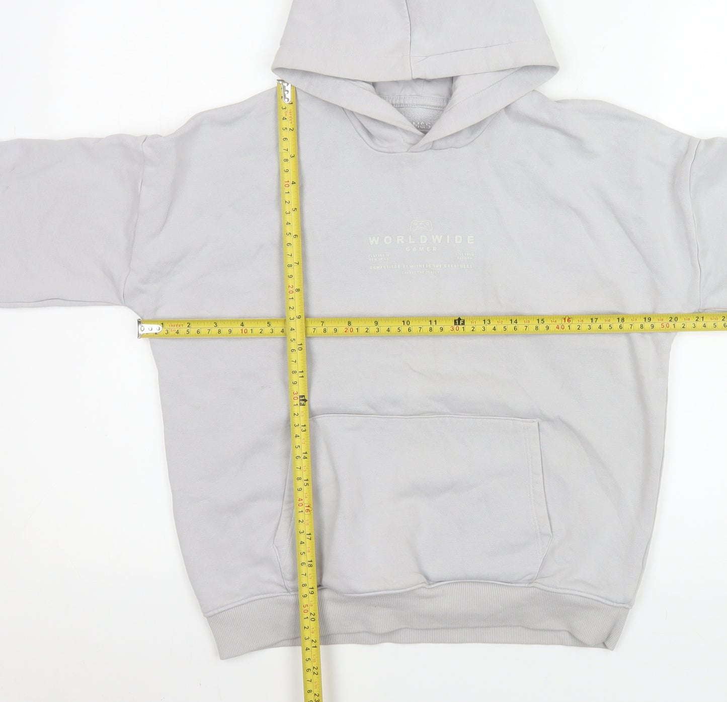Marks and Spencer Boys Grey Pullover Hoodie 11-12 Years Regular Fit