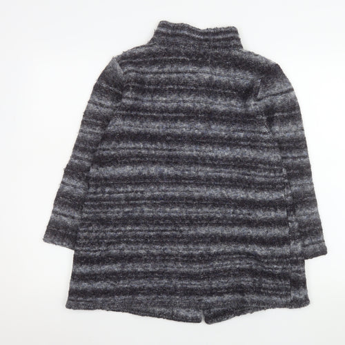 CC Women’s Grey Striped Knit Coatigan L Long Sleeve Buttoned Jacket