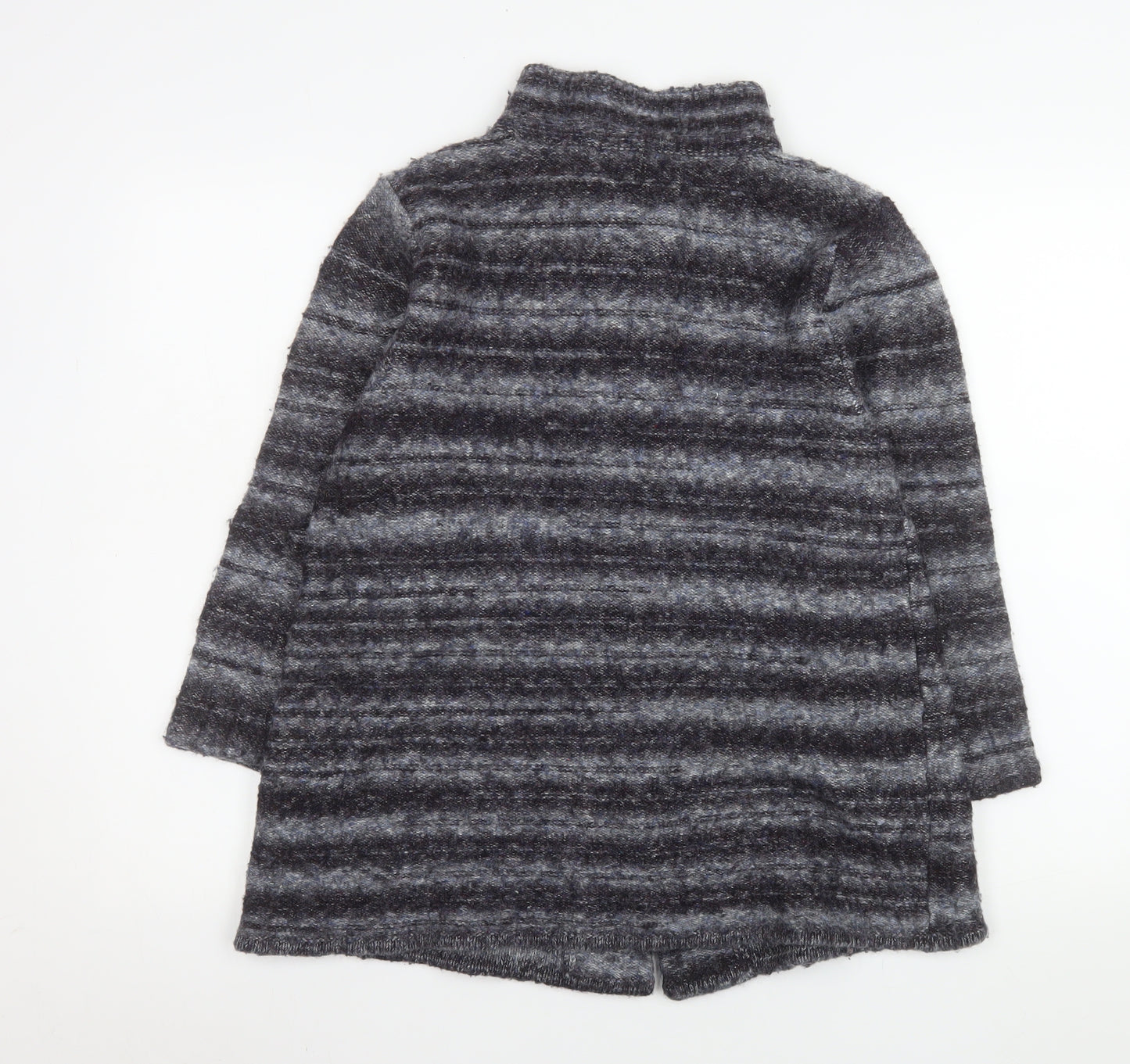 CC Women’s Grey Striped Knit Coatigan L Long Sleeve Buttoned Jacket