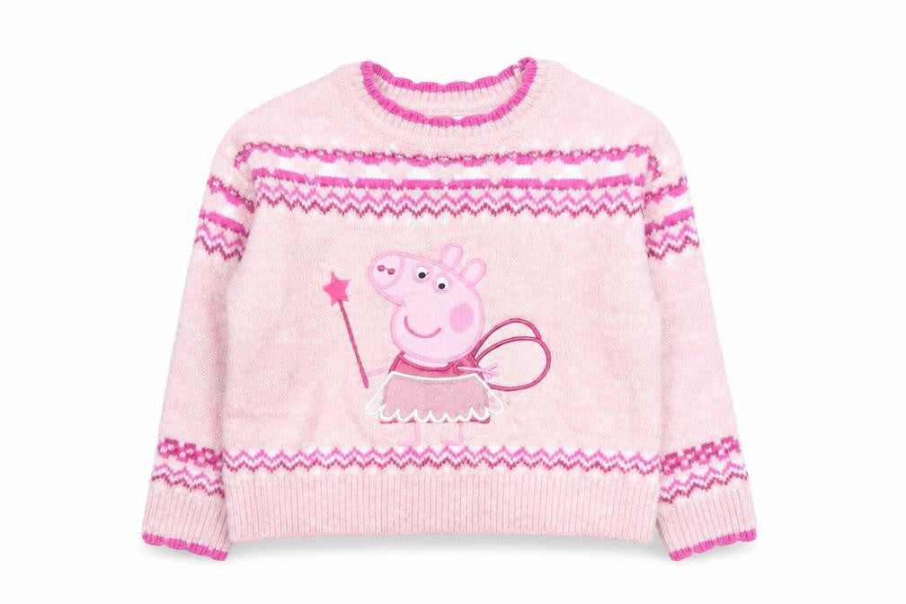 Nutmeg Girls Pink Peppa Pig Fair Isle Knit Jumper 18-24 Months Pullover