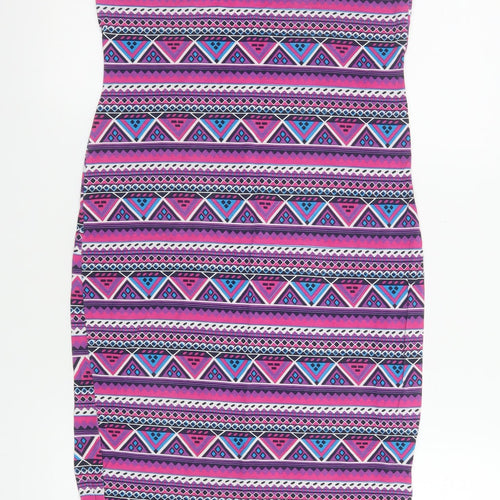 Just Glamour Womens Multicoloured Geometric Bodycon Midi Dress M