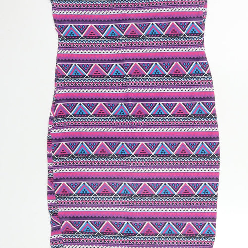 Just Glamour Womens Multicoloured Geometric Bodycon Midi Dress M