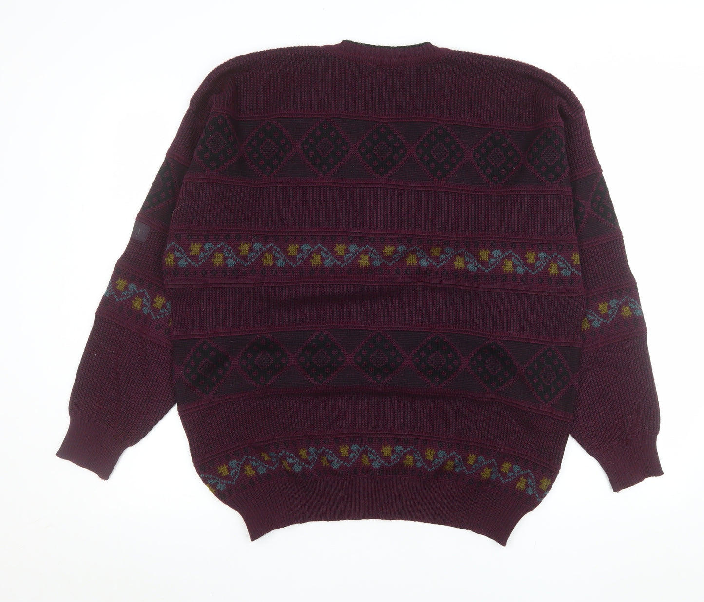 Maremma Men’s Red Wool Blend Geometric V-Neck Jumper L