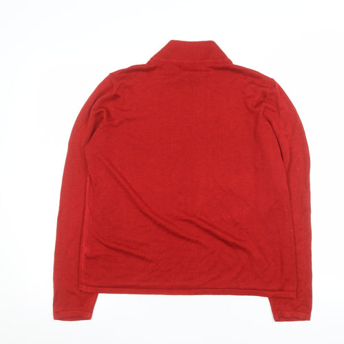 Bonmarché Womens Red Roll Neck Beaded Knit Jumper Size M