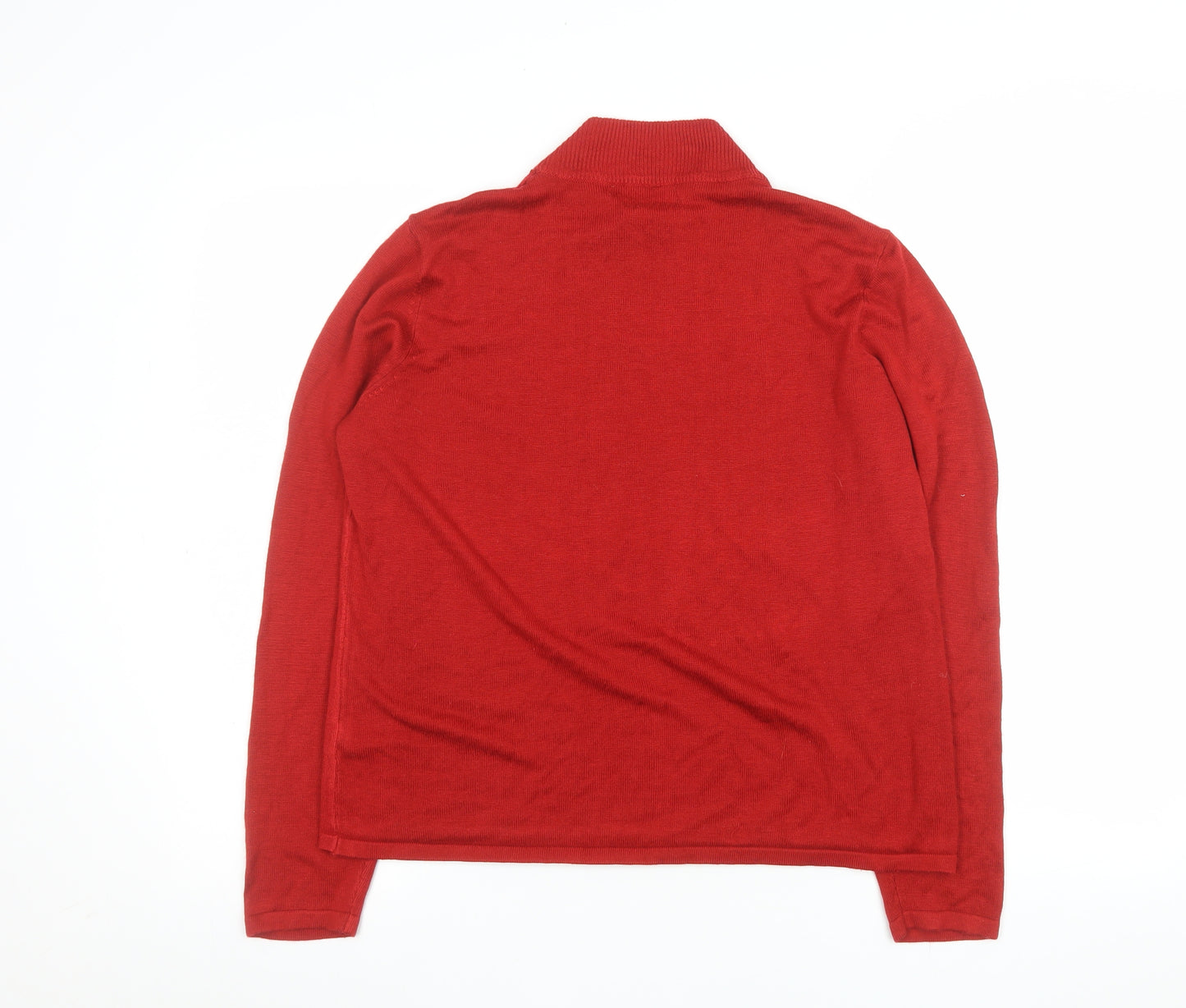 Bonmarché Womens Red Roll Neck Beaded Knit Jumper Size M