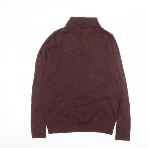 Lachlan Men’s Brown Wool Blend Collared Henley Jumper Medium