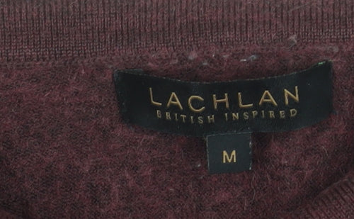 Lachlan Men’s Brown Wool Blend Collared Henley Jumper Medium