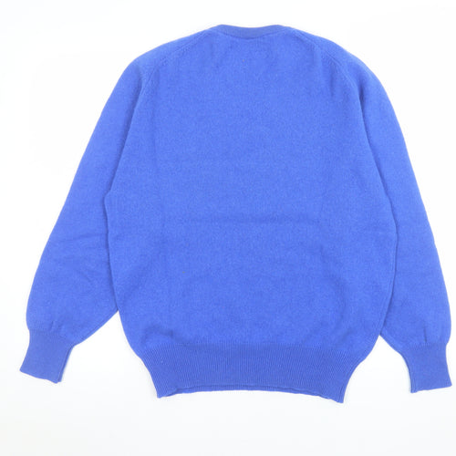 Lyle & Scott Men's Blue Wool Crew Neck Golf Jumper Size L