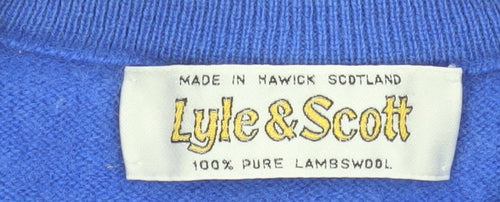 Lyle & Scott Men's Blue Wool Crew Neck Golf Jumper Size L