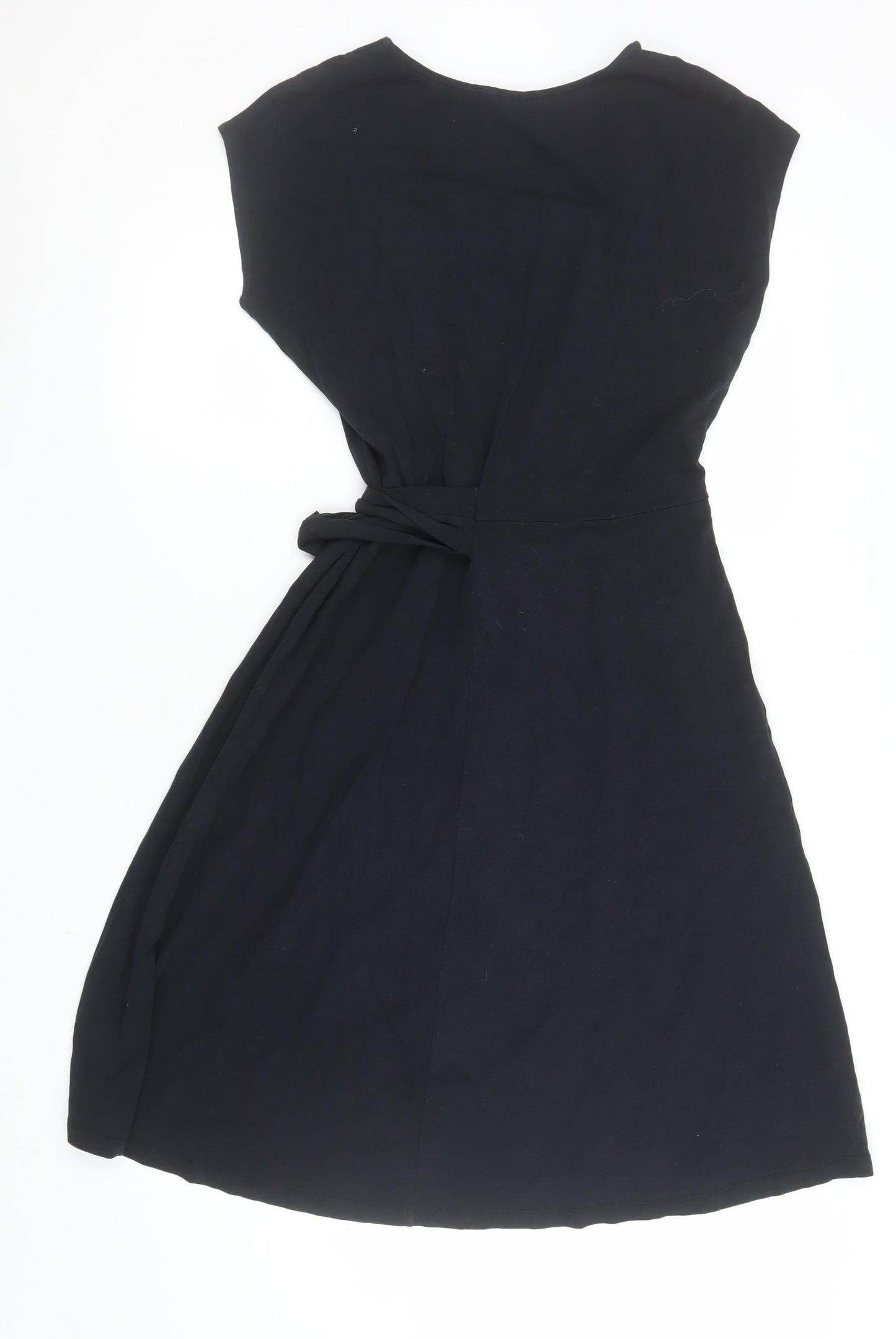 Lands' End Women's Black Fit & Flare Belted Jersey Dress Size M