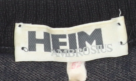 HEIM AMBROSIUS Men's Grey Geometric Wool Blend Pullover Jumper M