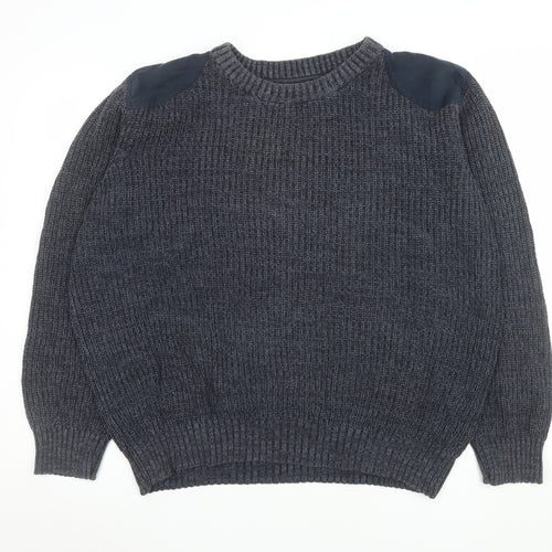 EASY 1973 Men's Grey Cotton Chunky Knit Crew Neck Jumper XL