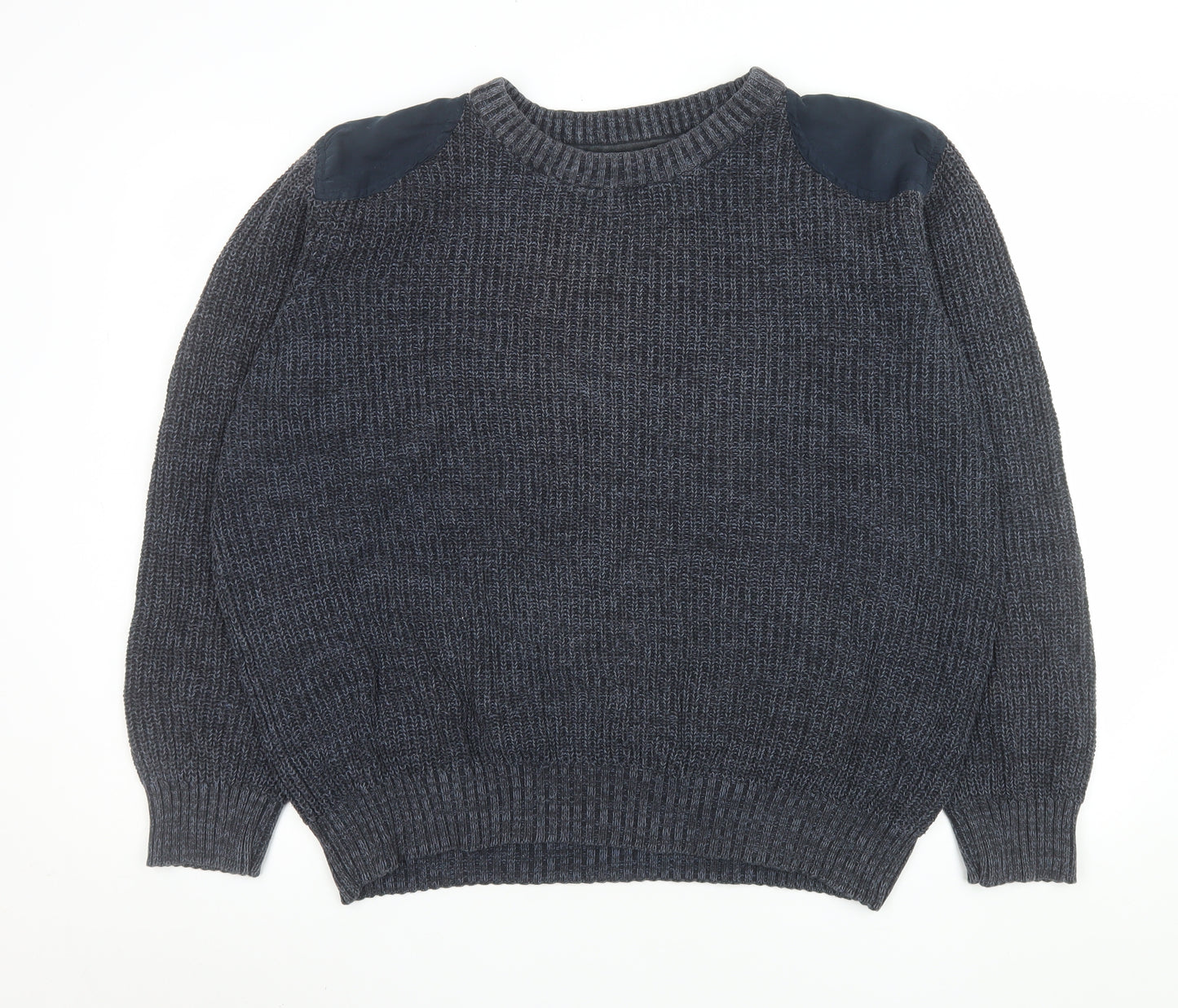 EASY 1973 Men's Grey Cotton Chunky Knit Crew Neck Jumper XL