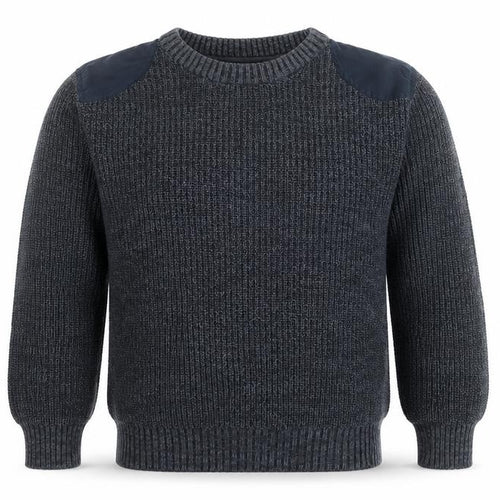 EASY 1973 Men's Grey Cotton Chunky Knit Crew Neck Jumper XL