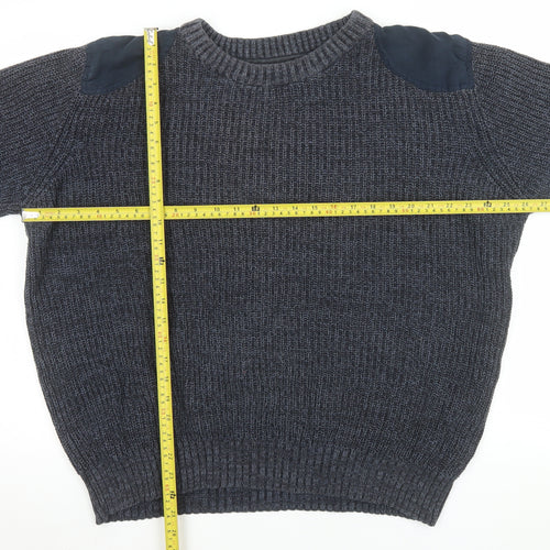 EASY 1973 Men's Grey Cotton Chunky Knit Crew Neck Jumper XL