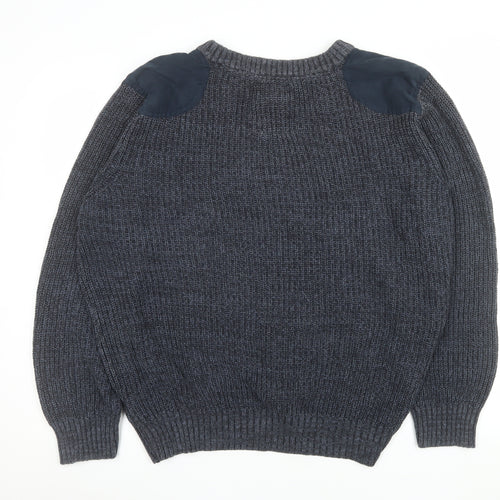 EASY 1973 Men's Grey Cotton Chunky Knit Crew Neck Jumper XL