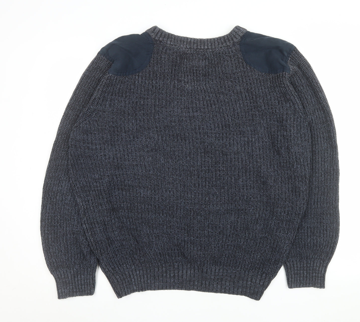 EASY 1973 Men's Grey Cotton Chunky Knit Crew Neck Jumper XL