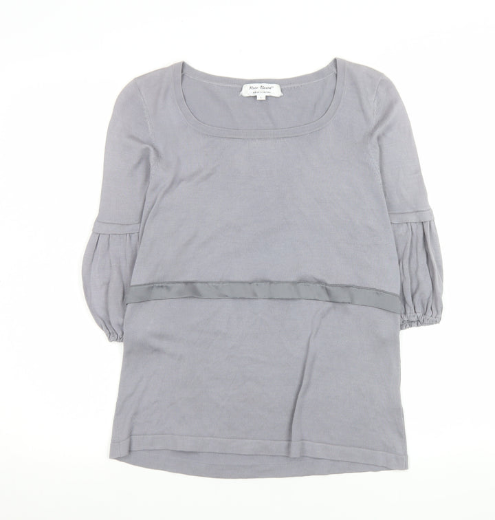 Rose Nacré Women’s Grey Silk Cotton Scoop Neck Jumper L