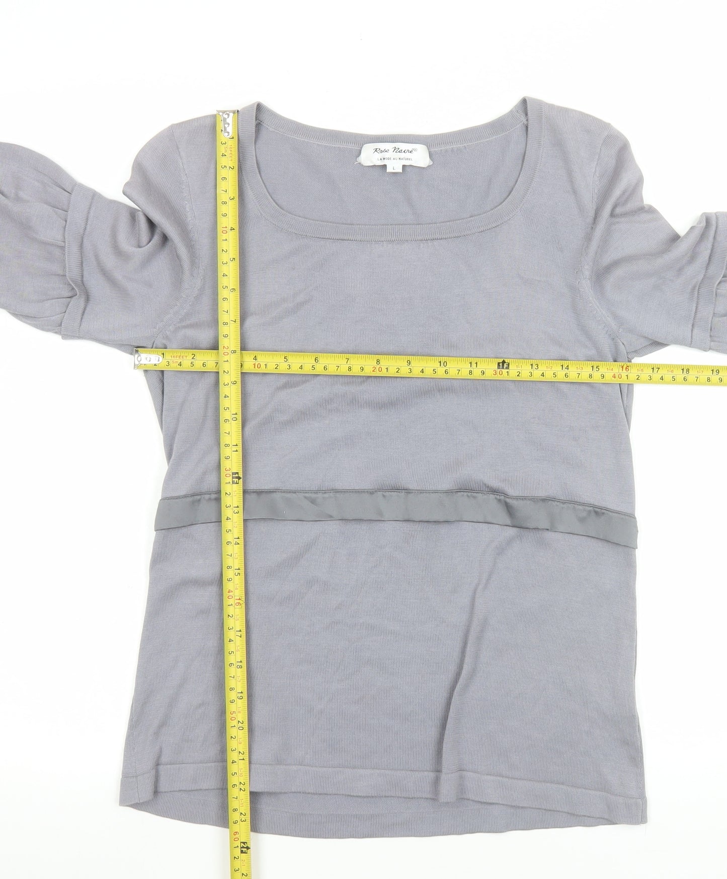 Rose Nacré Women’s Grey Silk Cotton Scoop Neck Jumper L