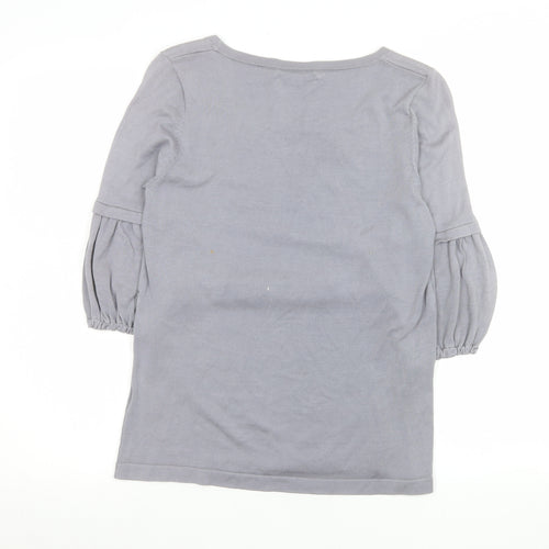 Rose Nacré Women’s Grey Silk Cotton Scoop Neck Jumper L