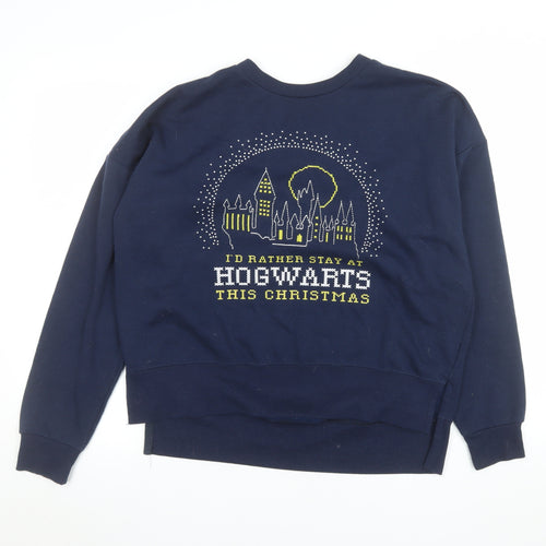 Primark Womens Navy Hogwarts Christmas Sweatshirt Size 10/12 S