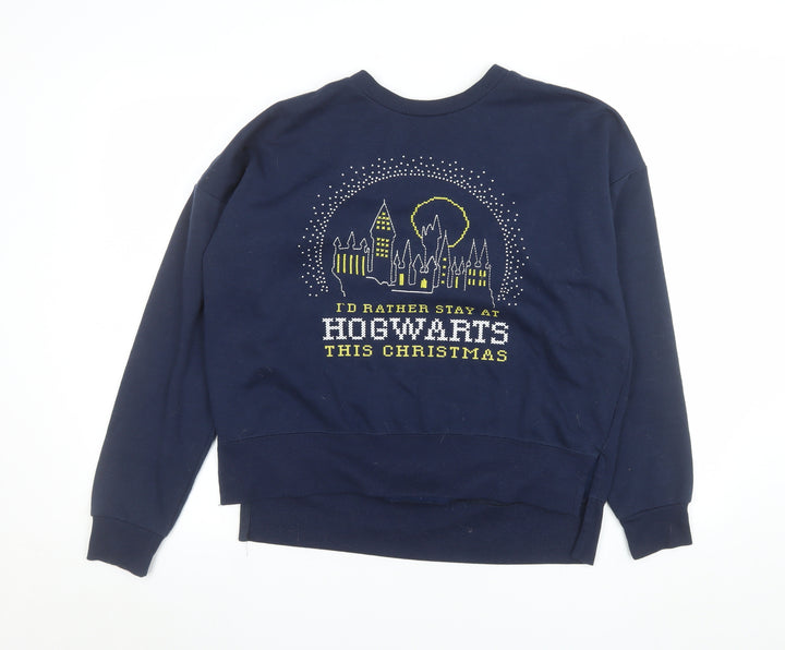 Primark Womens Navy Hogwarts Christmas Sweatshirt Size 10/12 S