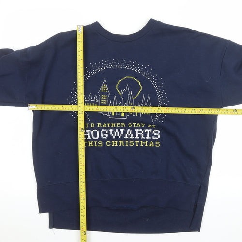 Primark Womens Navy Hogwarts Christmas Sweatshirt Size 10/12 S