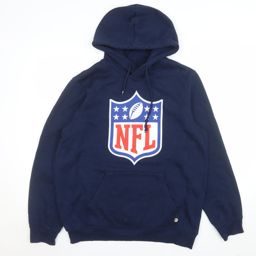 NFL Mens Blue Pullover Hoodie Size M Graphic Fleece Sweatshirt