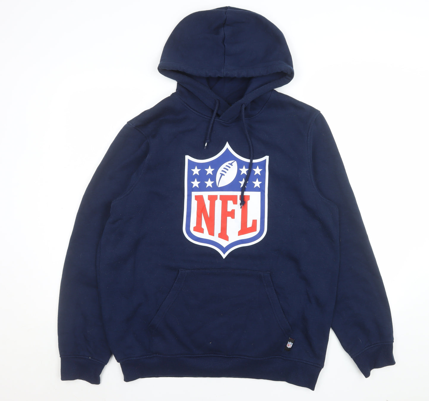 NFL Mens Blue Pullover Hoodie Size M Graphic Fleece Sweatshirt