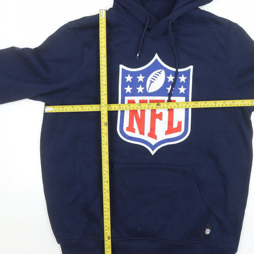 NFL Mens Blue Pullover Hoodie Size M Graphic Fleece Sweatshirt