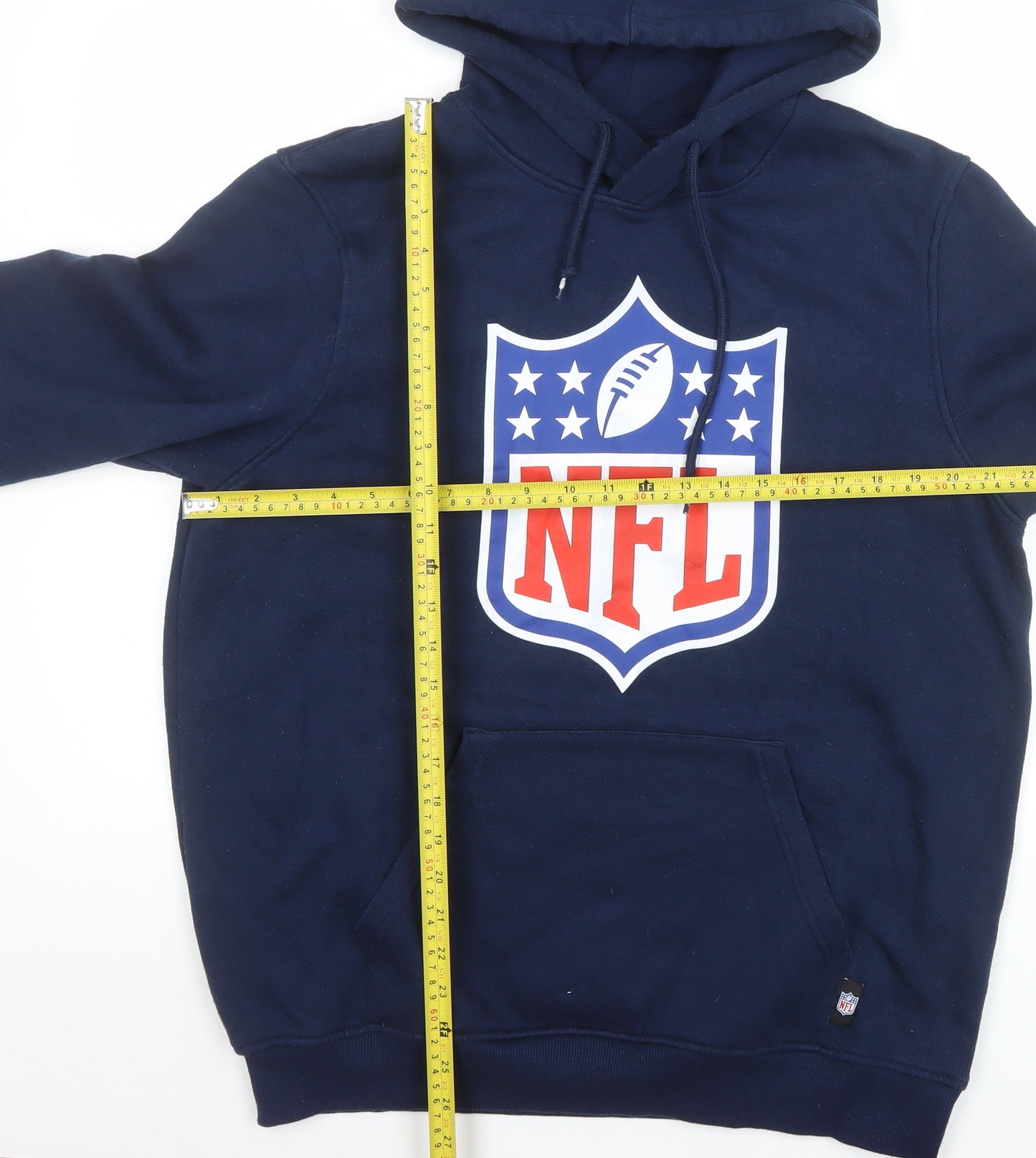 NFL Mens Blue Pullover Hoodie Size M Graphic Fleece Sweatshirt