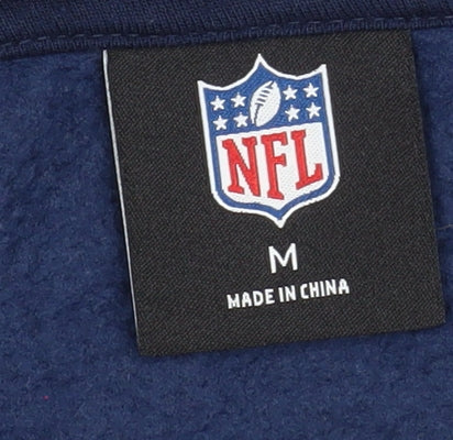 NFL Mens Blue Pullover Hoodie Size M Graphic Fleece Sweatshirt