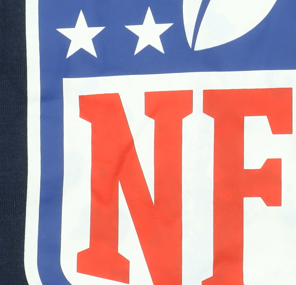 NFL Mens Blue Pullover Hoodie Size M Graphic Fleece Sweatshirt