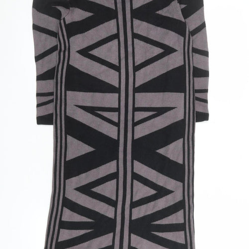 Gharani Strok Women’s Grey Bodycon Knit Dress Size 10 Geometric 3/4 Sleeve