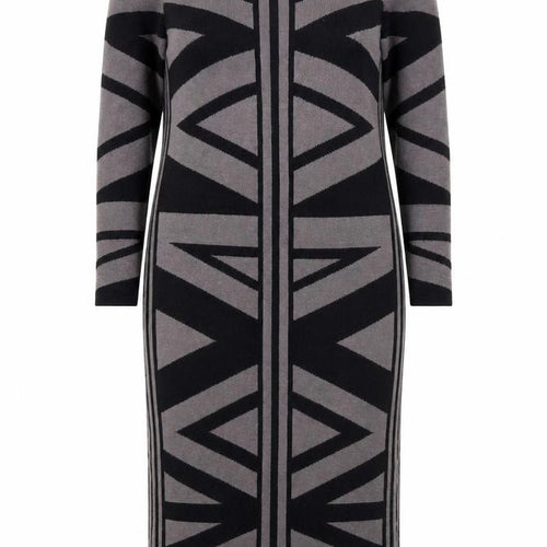 Gharani Strok Women’s Grey Bodycon Knit Dress Size 10 Geometric 3/4 Sleeve