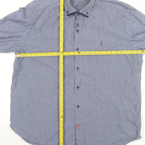 6th Sense Men's Blue Striped 3XL Egyptian Cotton Formal Shirt