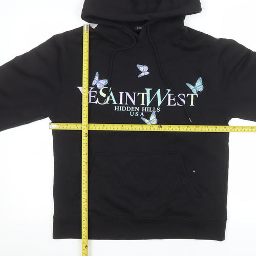 Boohoo Womens Black Butterfly Graphic Pullover Hoodie Size S