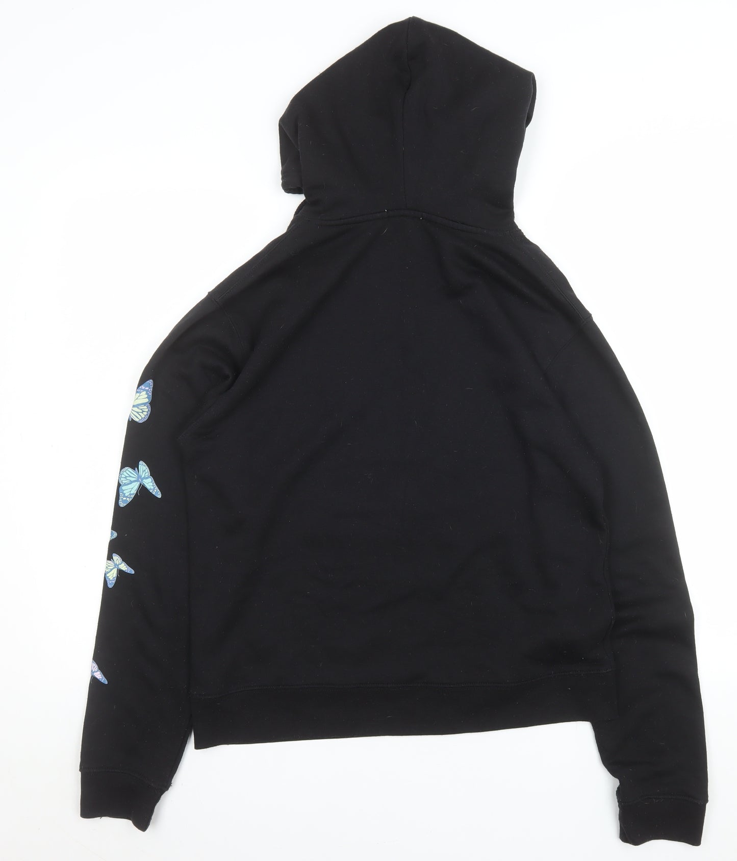 Boohoo Womens Black Butterfly Graphic Pullover Hoodie Size S