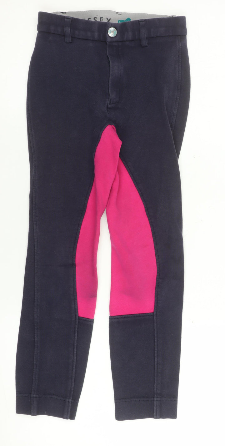 Wessex Girls Blue & Pink Riding Trousers 24 in Cotton Stretch Equestrian Breeches