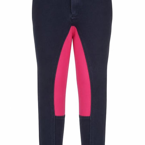 Wessex Girls Blue & Pink Riding Trousers 24 in Cotton Stretch Equestrian Breeches
