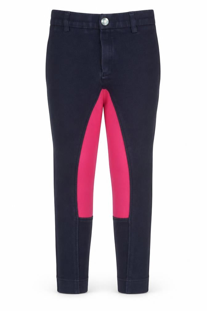 Wessex Girls Blue & Pink Riding Trousers 24 in Cotton Stretch Equestrian Breeches