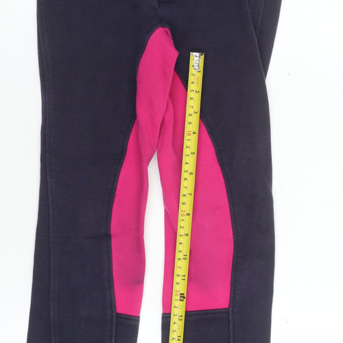 Wessex Girls Blue & Pink Riding Trousers 24 in Cotton Stretch Equestrian Breeches