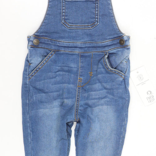 F&F Blue Denim Baby Jeans Overalls 12-18 Months Unisex Cotton Stretch