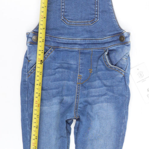 F&F Blue Denim Baby Jeans Overalls 12-18 Months Unisex Cotton Stretch