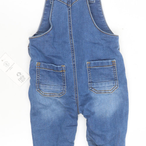 F&F Blue Denim Baby Jeans Overalls 12-18 Months Unisex Cotton Stretch