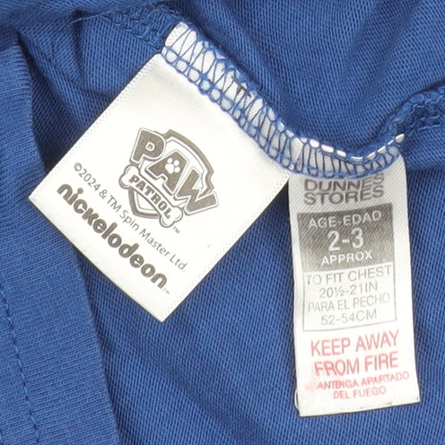 Dunnes Stores Boys Blue PAW Patrol Cotton T-Shirt 2-3 Years